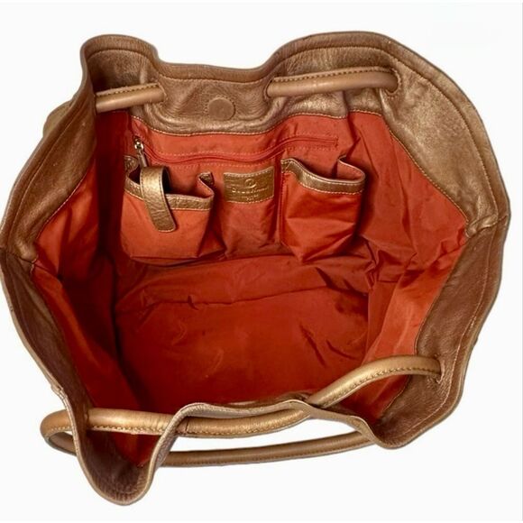 COLE HAAN - "Denny" Bronze Metallic Soft Pebble Leather Tote Shoulder Bag/Sweet! - Picture 8 of 16